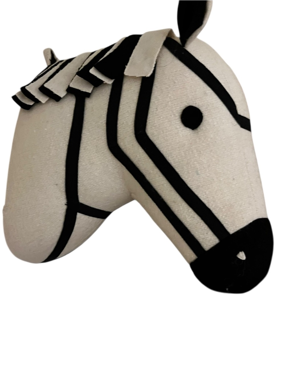Plush felt Zebra head Wall Accent Pillowfort White and Black 11”
